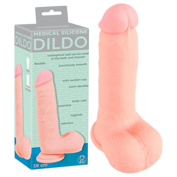 Medicinski - ravni medicinski silikonski dildo (20cm) - prirodan