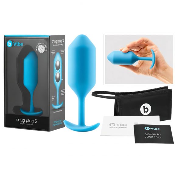 B-Vibe Snug Plug 3 - dupla kuglice analni čep (180g) - plava