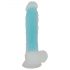 You2Toys Glow in the Dark - dildo za osvjetljavanje testisa s vakuumom (plavi)