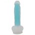 You2Toys Glow in the Dark - dildo za osvjetljavanje testisa s vakuumom (plavi)