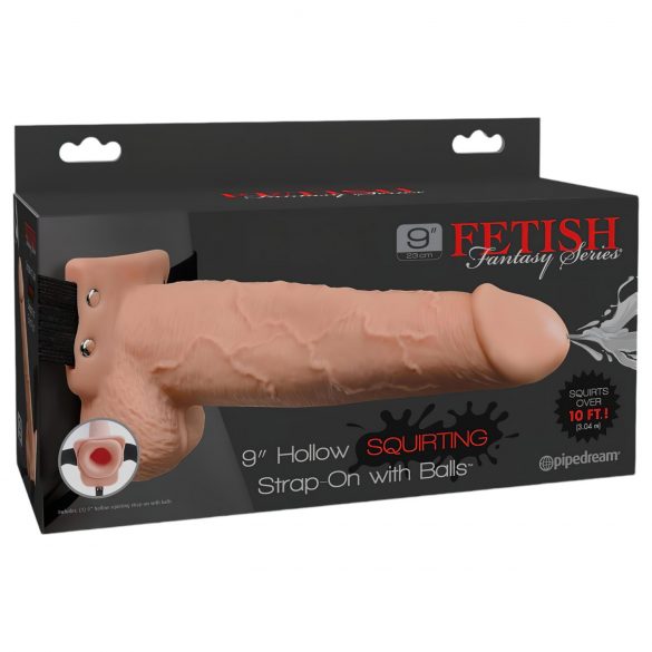 Fetish Strap-On 9 - pričvrstivi, šuplji, špricajući dildo (prirodan)