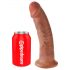 King Cock 9 - realistični dildo s postoljem (23 cm) - tamna prirodna boja