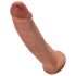 King Cock 9 - realistični dildo s postoljem (23 cm) - tamna prirodna boja