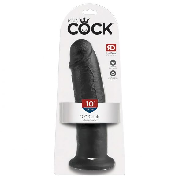 King Cock 10 - velika dildo s usisnom bazom (25 cm) - crna