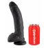 King Cock 9 - veliki dildo s testisima i prijanjajućom bazom (23cm) - crni