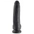 King Cock 9 - veliki dildo s testisima i prijanjajućom bazom (23cm) - crni