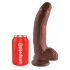 King Cock 9 - veliki dildo s vakuumskim postoljem i testisima (23 cm) - smeđi