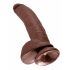 King Cock 9 - veliki dildo s vakuumskim postoljem i testisima (23 cm) - smeđi