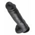 King Cock 11 - veliki, testikularni dildo (28cm) - crn