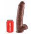 King Cock 11 - veliki dildo s vakuumskim postoljem i testisima (28 cm) - smeđi