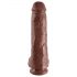 King Cock 11 - veliki dildo s vakuumskim postoljem i testisima (28 cm) - smeđi