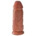 King Cock 9 Chubby - vakuumska čašica, testikularni dildo (23cm) - tamno prirodno