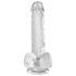 King Cock Clear 6 - mali dildo s testisima i vakuumskim postoljem (15 cm)