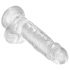 King Cock Clear 7 - vakuumska čašica, dildo za testise (18 cm)