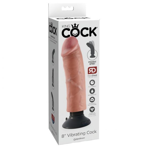 King Cock 8 - savitljivi, realistični vibrator (25 cm)