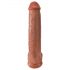 King Cock 15 - ogroman dildo s testisima i s podlogom (38 cm) - tamno prirodne boje