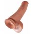 King Cock 15 - ogroman dildo s testisima i s podlogom (38 cm) - tamno prirodne boje