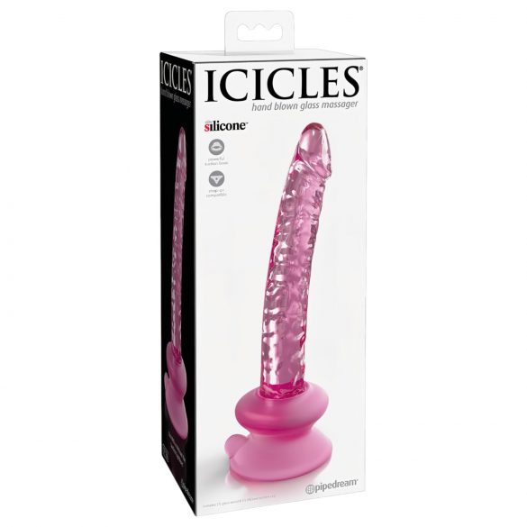 Icicles No. 86 - stakleni dildo u obliku penisa (ružičasti)