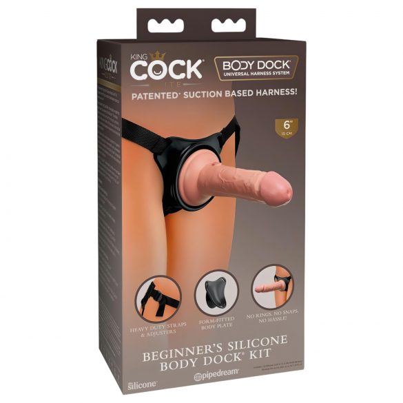 King Cock Elite za početnike - dildo na štipaljku s pojasom (prirodni)