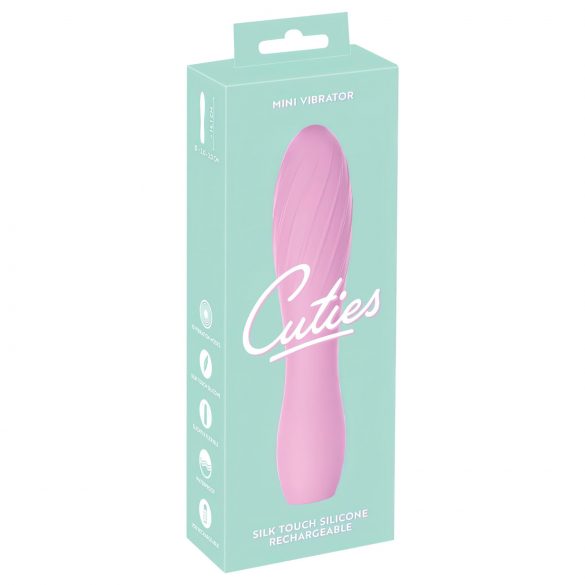 Cuties Mini 3 - punjivi, vodootporni, rebrasti vibrator (ružičasti)