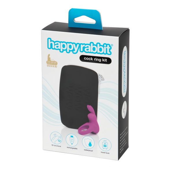 Happyrabbit Cock Kit - vibrirajući prsten za penis s vrećicom za pohranu (ljubičasta)