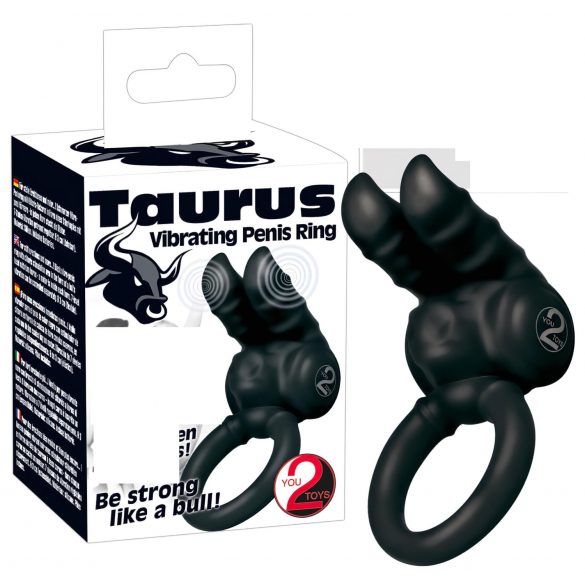 You2Toys - Taurus - dvostruki-motorni, vibrirajući prsten za penis (crni)