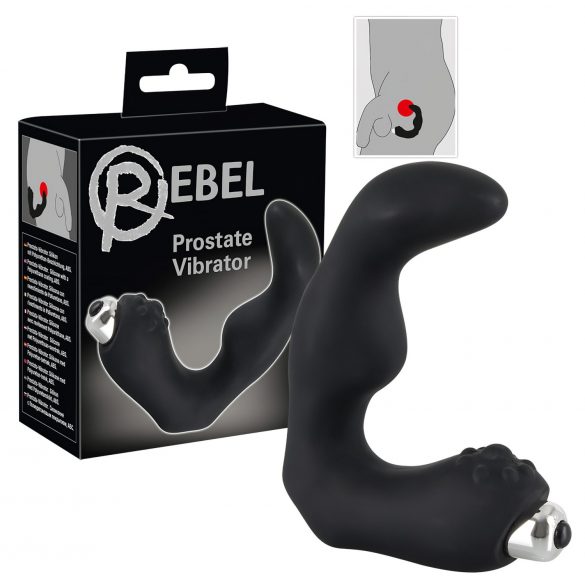 Rebel - zakrivljeni vibrator za prostatu (crni)