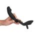 Black Velvet - analni vibrator s penisnim i prstenom za testise (crni)