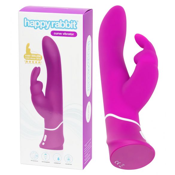 Happyrabbit Curve - vodootporni vibrator s rukohvatom za klitoris (ljubičasti)