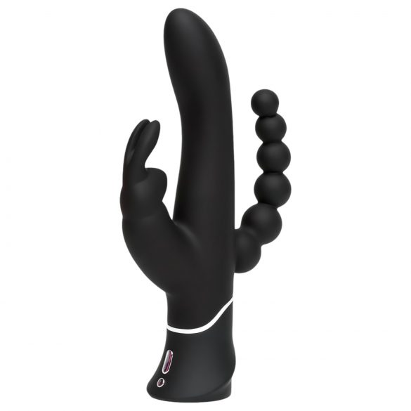 Happyrabbit Triple - punjivi klitoralni i analni vibrator (crni)