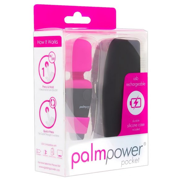 PalmPower Pocket Wand - mini masažni vibrator (roza-crni)