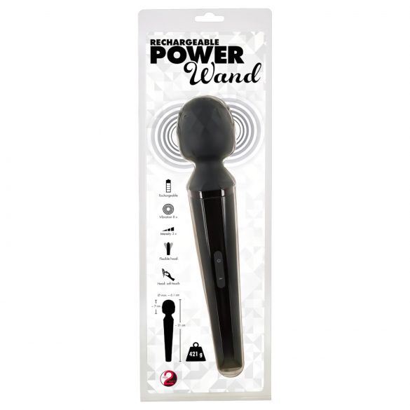 You2Toys Power Wand - punjivi vibrator za masažu (crni)