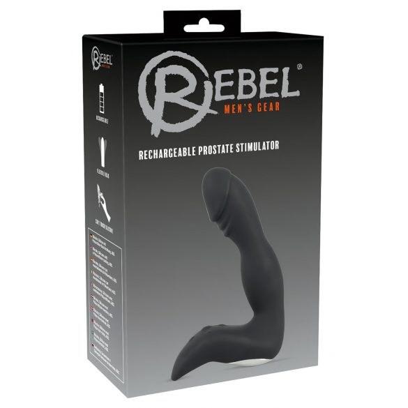 Rebel - punjivi vibrator za prostatu penisa (crni)