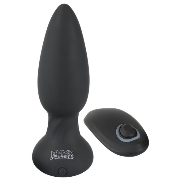 Black Velvet - rotirajući analni vibrator s perlicama (crni)