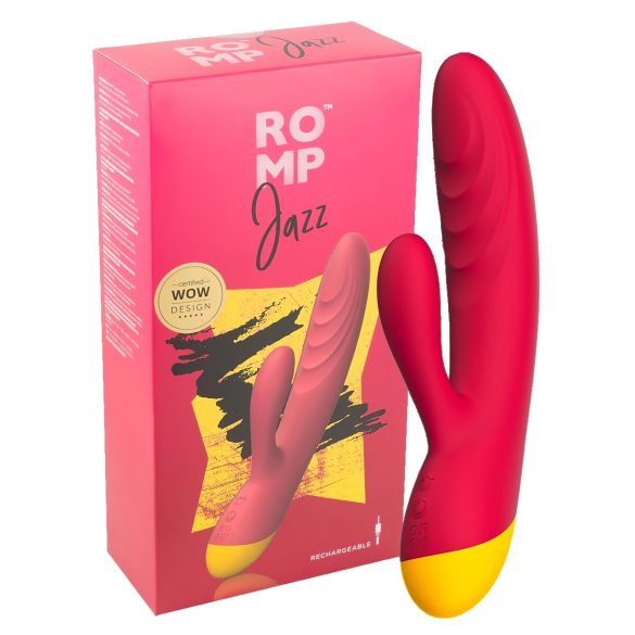 ROMP Jazz - baterijski, vodootporni vibrator za G-točku s klitorisnom rukom (tamno ružičasta)