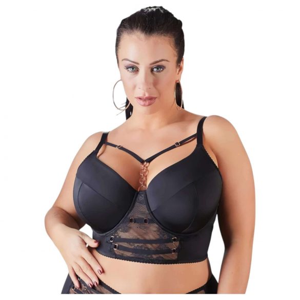 Cottelli Plus Size - Čipkani grudnjak s naramenicama (crni) - 90D