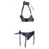 Cottelli Bondage - sjajni set grudnjaka s lisicama (crna) - XL