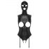 Bad Kitty - otvoreni body s maskom za glavu (crna) - XL