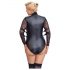 Cottelli Bondage Plus Size - čipkasti body s rukavima (crni)