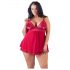 Cottelli Plus Size - Čipkasta, lagana babydoll spavaćica (crvena) - XL