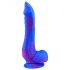 Inkipus - silikonski dildo s testisima - 18 cm (plavo-ružičasti)