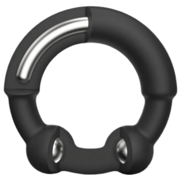 Dorcel Stronger Ring - prsten za penis s metalnim umetkom (crni)