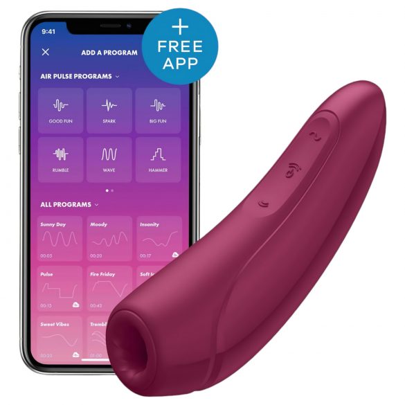 Satisfyer Curvy 1+ - pametni stimulator klitorisa na zračne valove (crveni)