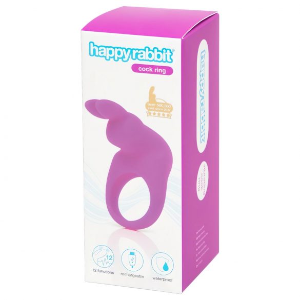 Happyrabbit Cock - punjivi vibrirajući prsten za penis (ljubičasti)