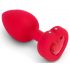 b-vibe Heart - punjivi, bežični analni vibrator (crveni)