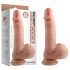 Dual Density - realističan dildo s ljepljivim potplatima, testisi - 18 cm (prirodni)