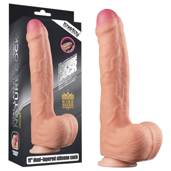 Lovetoy Nature Cock - dvostruki realistični dildo - 28 cm (prirodna boja)