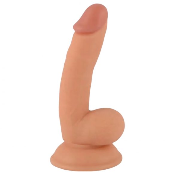 Mr. Rude - realističan dildo s ljepljivim potplatima, testisi - 18 cm (prirodni)