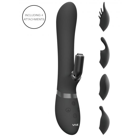 Vive Chou - 4u1 vibrator s nastavkom za klitoris (crni)