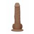 RealRock Dong 8 - realističan, testikularni dildo (20cm) - tamno prirodan